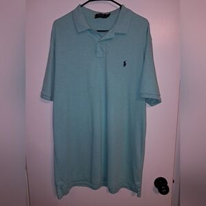 Mens Polo Ralph Lauren teal/aqua short sleeve collared shirt, size XL, cotton